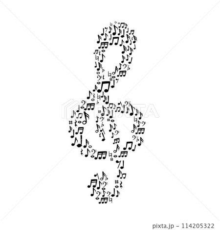 Music Notes Drawing Vector, Abstract circle pattern structure of music note, musical clef notes 114205322