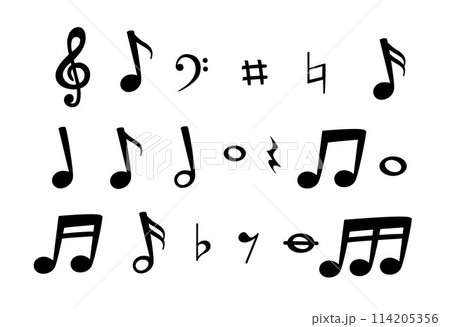 Music notes icons set vector, black notes symbol, music notes symbol 114205356