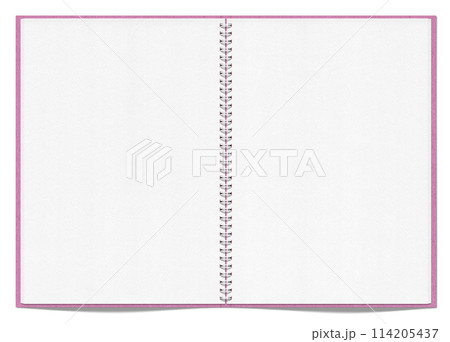 見開きのスケッチブック、影付きの白リングと桃色カバー 114205437