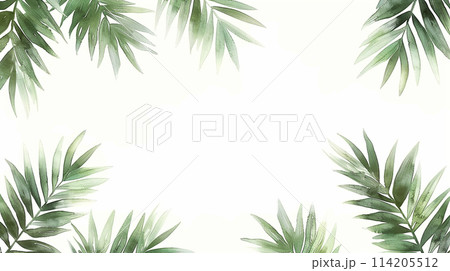 南洋植物を描いた水彩画のフレーム図柄
