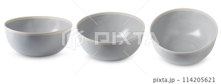 White ceramic bowl isolated on a white background. 114205621
