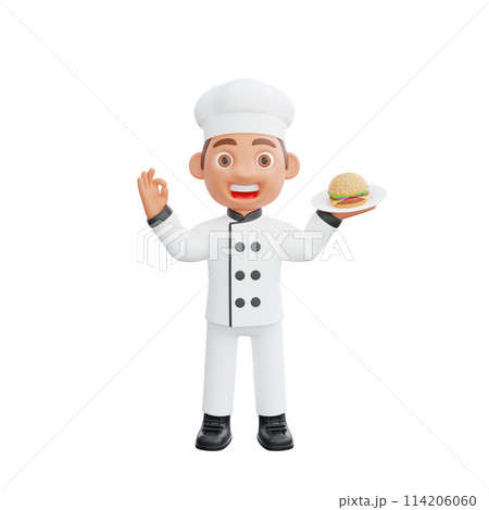 3D illustration of a chef cartoon character design 114206060