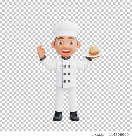 3D illustration of a chef cartoon character design 114206060