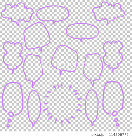 ふんわりゆるい　ふきだしセット　水彩タッチ　　やわらかパープル 114206775