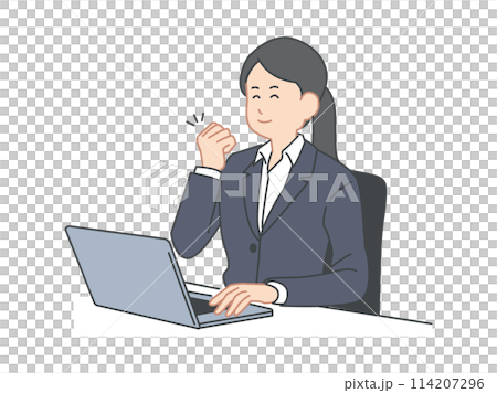Image illustration of a woman working on a computer Image illustration of a woman working on a computer 114207296