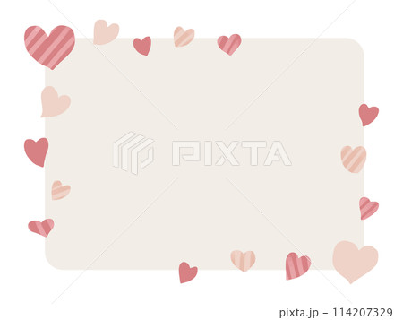 手描きのかわいいハートが散らばるフレーム 114207329