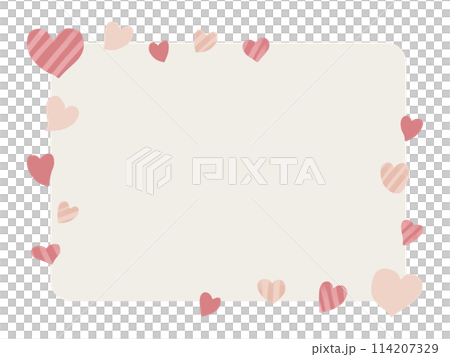 手描きのかわいいハートが散らばるフレーム 114207329