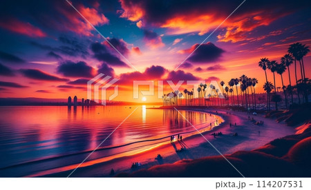 San Diego beach sunset 114207531