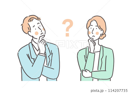 悩んでいるスーツを着た男女のイラスト 悩んでいるスーツを着た男女のイラスト 114207735