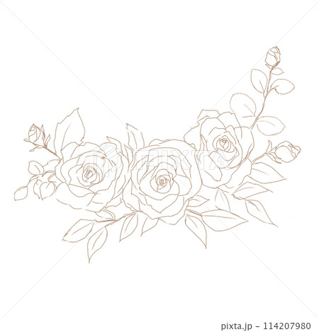手書きのシンプルなバラの花束のイラスト素材 [114207980] - PIXTA