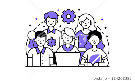 Diverse team collaboration in a business setting 114208385