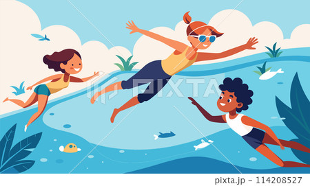 Children Enjoying Summer Fun at the Pool 114208527
