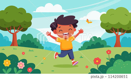 Young Boy Jumping in the Air 114208651