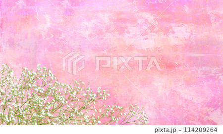 可憐なカスミ草が映える、ピンクの手描きグラフィック 可憐なカスミ草が映える、ピンクの手描きグラフィック 114209264