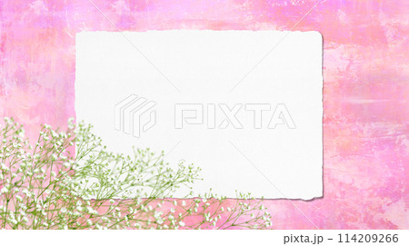 かすみ草とナチュラル紙がおしゃれな、桃色のグラフィック かすみ草とナチュラル紙がおしゃれな、桃色のグラフィック 114209266