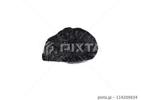 natural black tourmaline gem stone on the white background natural black tourmaline gem stone on the white background 114209834