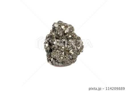 natural pyrite rough gem stone on the white background 114209889