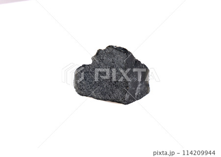 natural obsidian rough gem stone on the white background 114209944