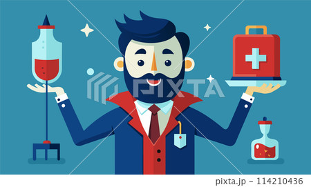 Cartoon healthcare professional with medical tools vector illustration Cartoon healthcare professional with medical tools vector illustration 114210436