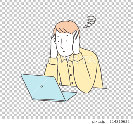 一個人在電腦前遇到麻煩 114210625