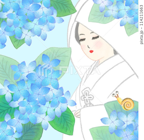 6月の花嫁 紫陽花 アジサイ 蝸牛 6月の花嫁 紫陽花 アジサイ 蝸牛 114211663