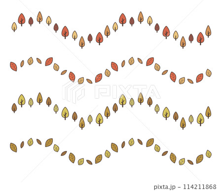ポップな飾り罫(カラー):木・葉っぱ・秋・紅葉 ポップな飾り罫(カラー):木・葉っぱ・秋・紅葉 114211868