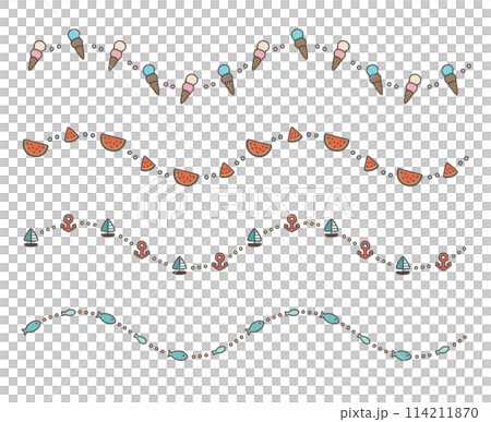 流行裝飾邊框（顏色）：冰淇淋、西瓜、海洋、魚 114211870
