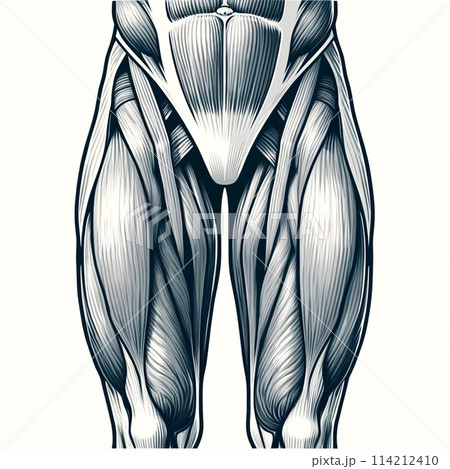 大腿部周囲の解剖図(筋) 114212410