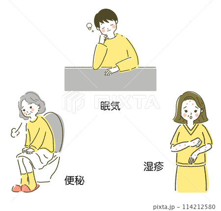 主な薬の副作用 イラスト素材 セット 人物と症状 主な薬の副作用 イラスト素材 セット 人物と症状 114212580