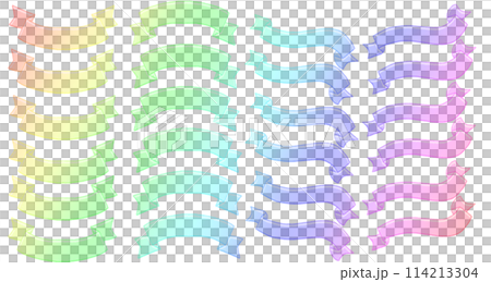 【手描き】カラフルなリボンのセット 【手描き】カラフルなリボンのセット 114213304