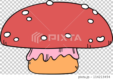 Retro groovy mushroom cartoon doodle 114213454