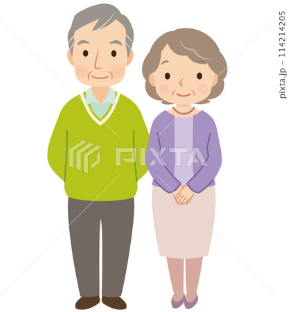 仲の良い高齢者夫婦　シニア 114214205
