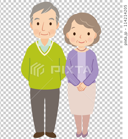 仲の良い高齢者夫婦　シニア 114214205