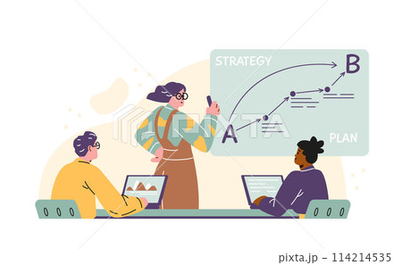 Business strategy meeting vector illustration. 114214535