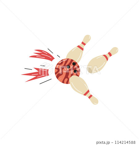 Vector illustration of a bowling ball developing pins. Vector illustration of a bowling ball developing pins. 114214588