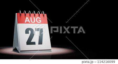 August 27 Calendar Spotlighted on Black Background August 27 Calendar Spotlighted on Black Background 114216099