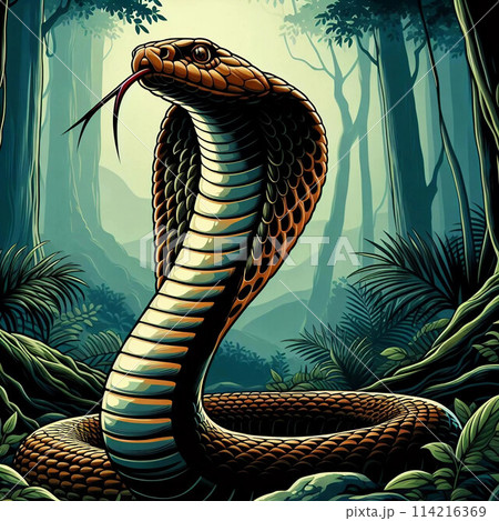 舌を出すキングコブラ 舌を出すキングコブラ 114216369