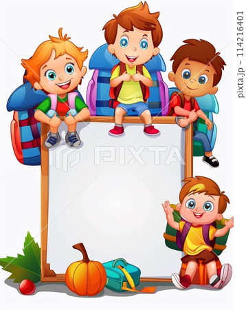 Welcome the first day of school, back to school, cartoon style. 114216401