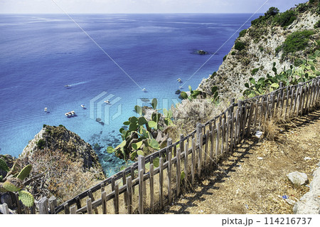 Natural landscape in Capo Vaticano, on the Tyrrhenian Sea, Italy 114216737
