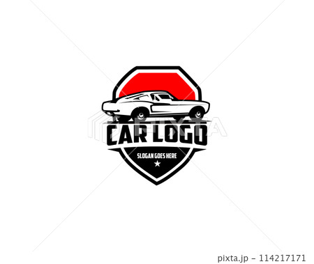 vector graphic illustration of a black 1968 Mustang 390 car on a white background. 114217171