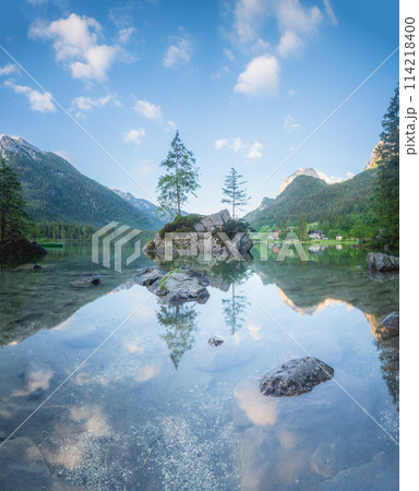 View of Hintersee lake in Berchtesgaden National Park Bavarian Alps, Germany 114218400