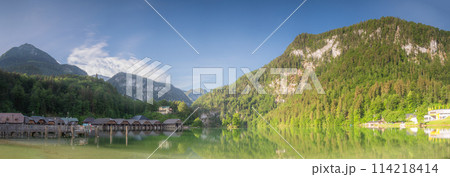 Passenger boat station, pier or dock on Konigsee lake in Berchtesgaden, Germany Passenger boat station, pier or dock on Konigsee lake in Berchtesgaden, Germany 114218414