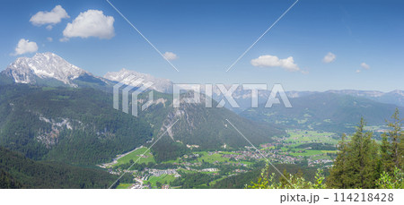View of mountain valley near Jenner mount in Berchtesgaden National Park, Alps View of mountain valley near Jenner mount in Berchtesgaden National Park, Alps 114218428