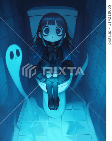 トイレに座る幽霊の女の子　/AI生成 114218665