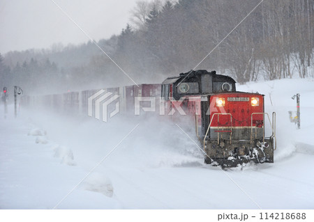 石北本線 奥白滝 JR貨物 DD51-1166(鷲別)+コキ+DD51-1073 石北本線 奥白滝 JR貨物 DD51-1166(鷲別)+コキ+DD51-1073 114218688