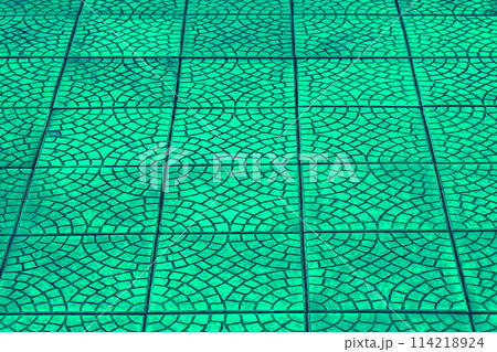 Aquamarine Azure Floor Tile Abstract Stone Pattern Mosaic Pavement City Street Road Texture Background Structure Aquamarine Azure Floor Tile Abstract Stone Pattern Mosaic Pavement City Street Road Texture Background Structure 114218924