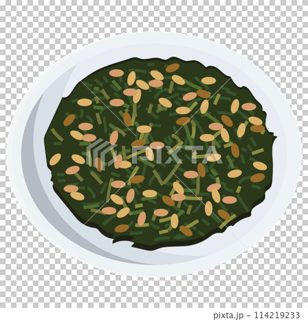 Vector illustration of tea leaves icon on a plate 114219233