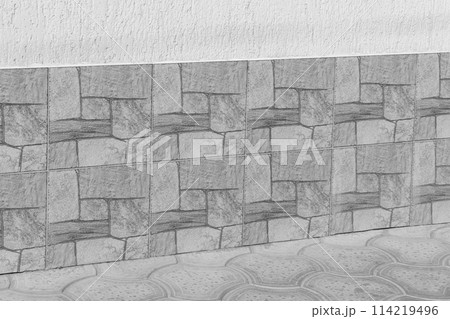 Stone Tile Abstract Pattern Wall Building Facade Exterior Floor Line View Architecture 114219496
