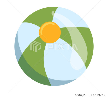 Beach ball in flat design. Child inflatable striped ball for play in vacation. Vector illustration isolated. 114219747