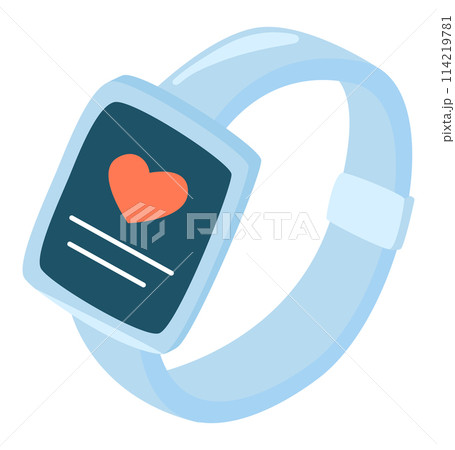 Fitness tracker in flat design. Smart watch with pulse heart interface. Vector illustration isolated. Fitness tracker in flat design. Smart watch with pulse heart interface. Vector illustration isolated. 114219781